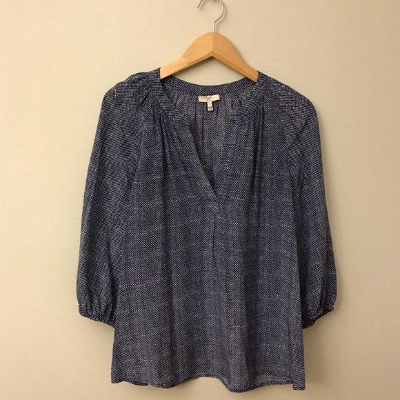 Joie Tops - Joie Navy White Silk Blouse Size S